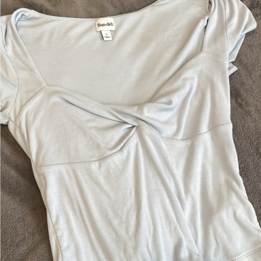 Sunday Best Light Blue Short Sleeve Blouse